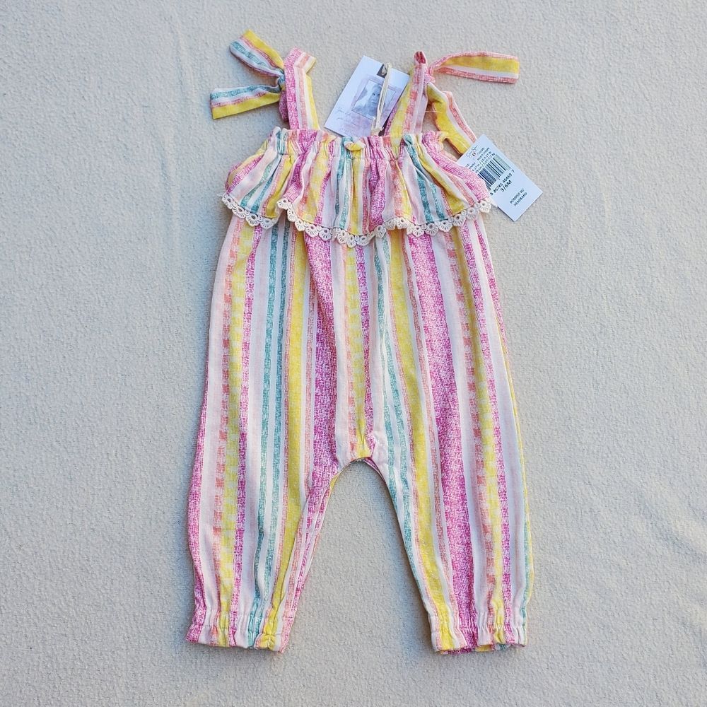 Jessica Simpson multi striped romper size 3-6 months